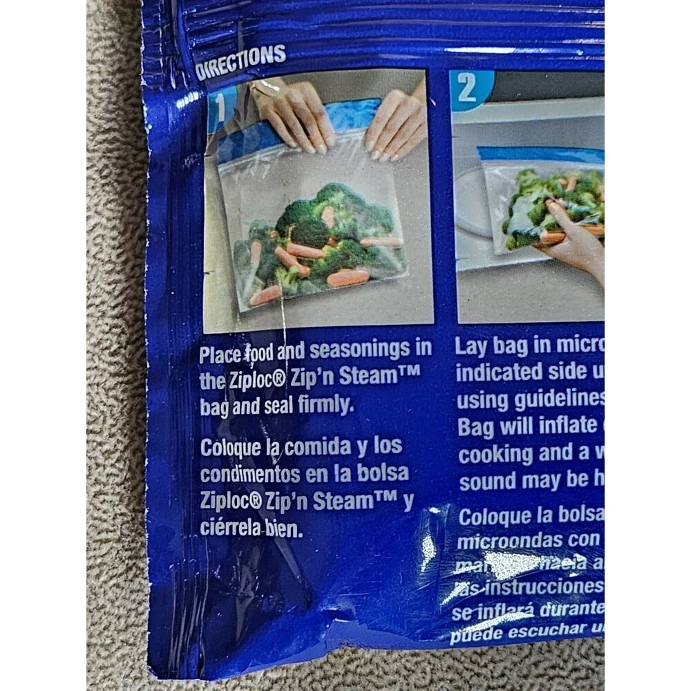 Ziploc Zip'N Steam Medium Cooking Bag-Pack of 9 - Opened but NEW 10 pack MINUS 1